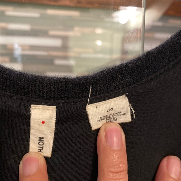 Anthropologie Moth Gray Blue Wool Bow Sweater Dress Flare Flutter Sleeve Boho - Picture 4 of 7